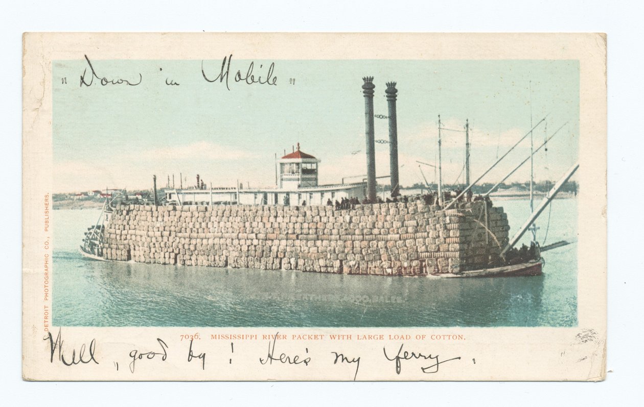 Flussschiff, Ladung Baumwolle, Süden von American School
