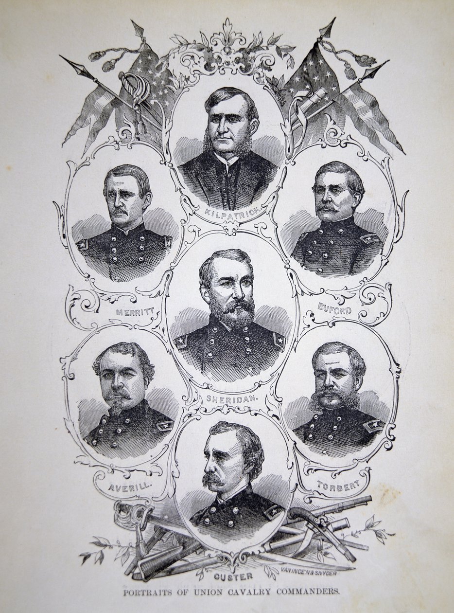 Sieben Porträts prominenter Kavalleriekommandanten der Unionsarmee von American School