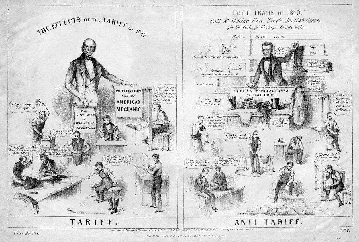 Tarif, Anti-Tarif, veröffentlicht von H R Robinson, New York, 1844 von American School