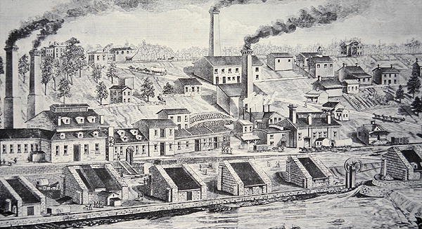 Die Du Pont Pulverfabrik am Brandywine River von American School