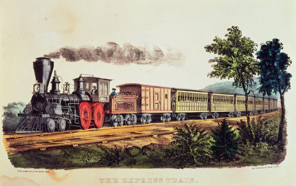 Der Schnellzug, gestochen von Nathaniel Currier (1813-88) und James Merritt Ives (1824-95) von American School