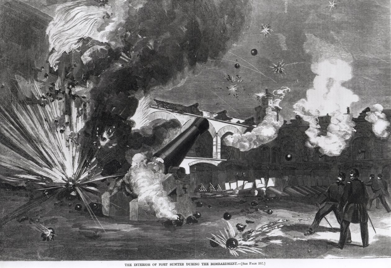 Das Innere von Fort Sumter während der Bombardierung, 12. April 1861, aus 