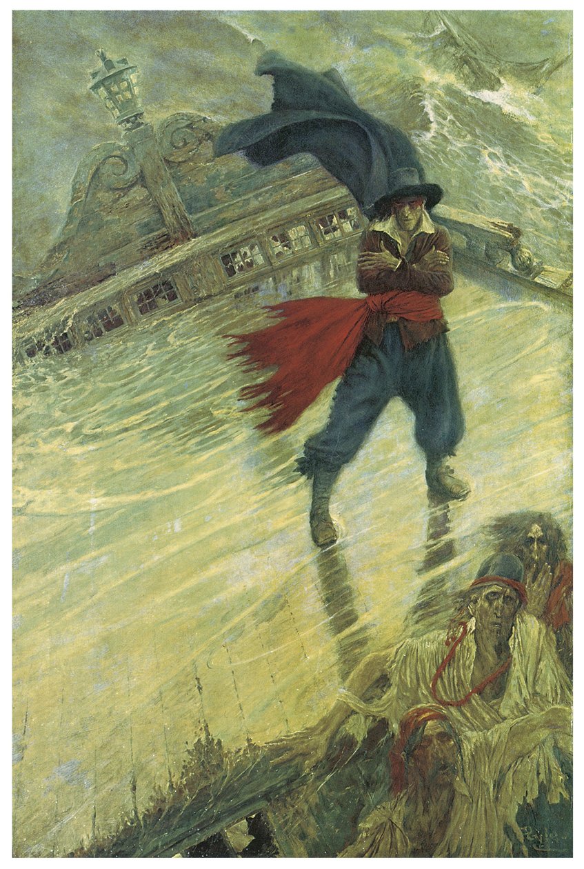 Die Legende des Geisterschiffs oder des Fliegenden Holländers: Ein niederländischer Kommandant, der sein Schicksal herausfordern wollte, soll dazu verurteilt worden sein, für immer auf seinem Schiff zu wandern und den Schiffen, die seinen Weg kreuzen, Ungl von American School
