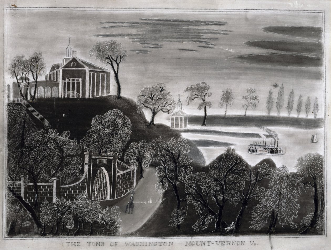 Das Grab von Washington, Mount Vernon, Va., nach 1807 von American School
