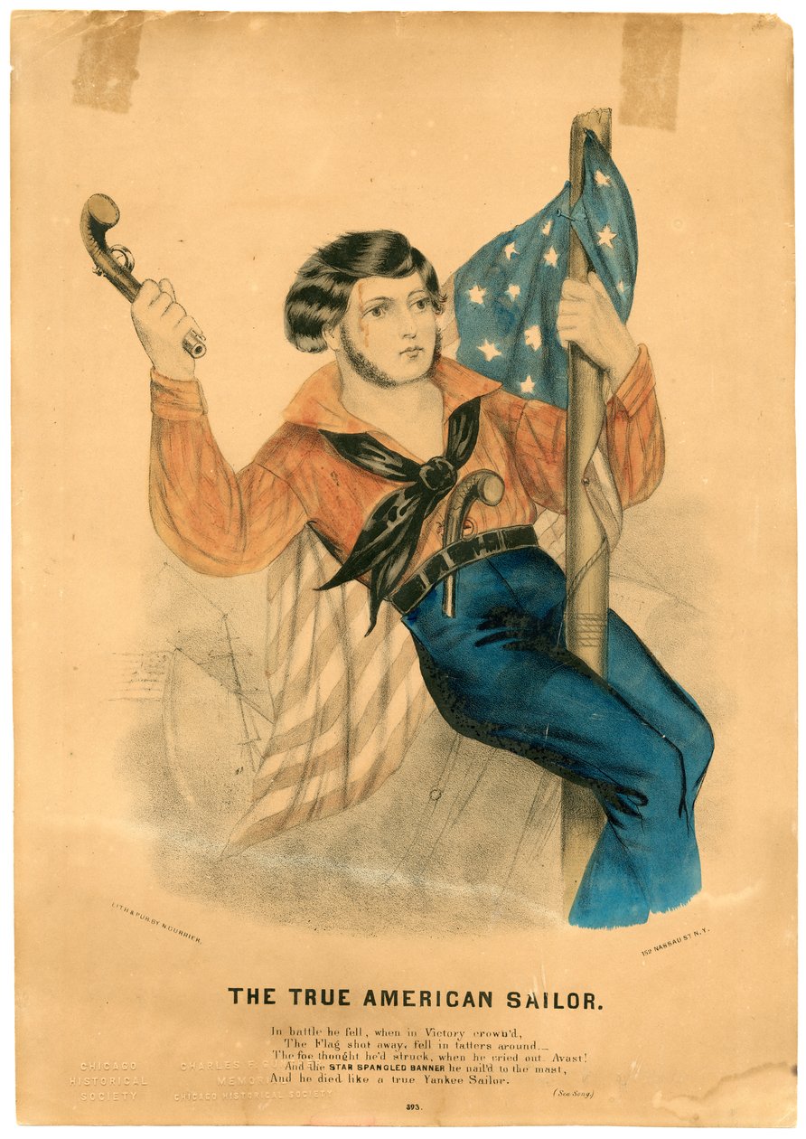 Der wahre amerikanische Seemann, ca. 1838-56 (Farblithografie) von American School