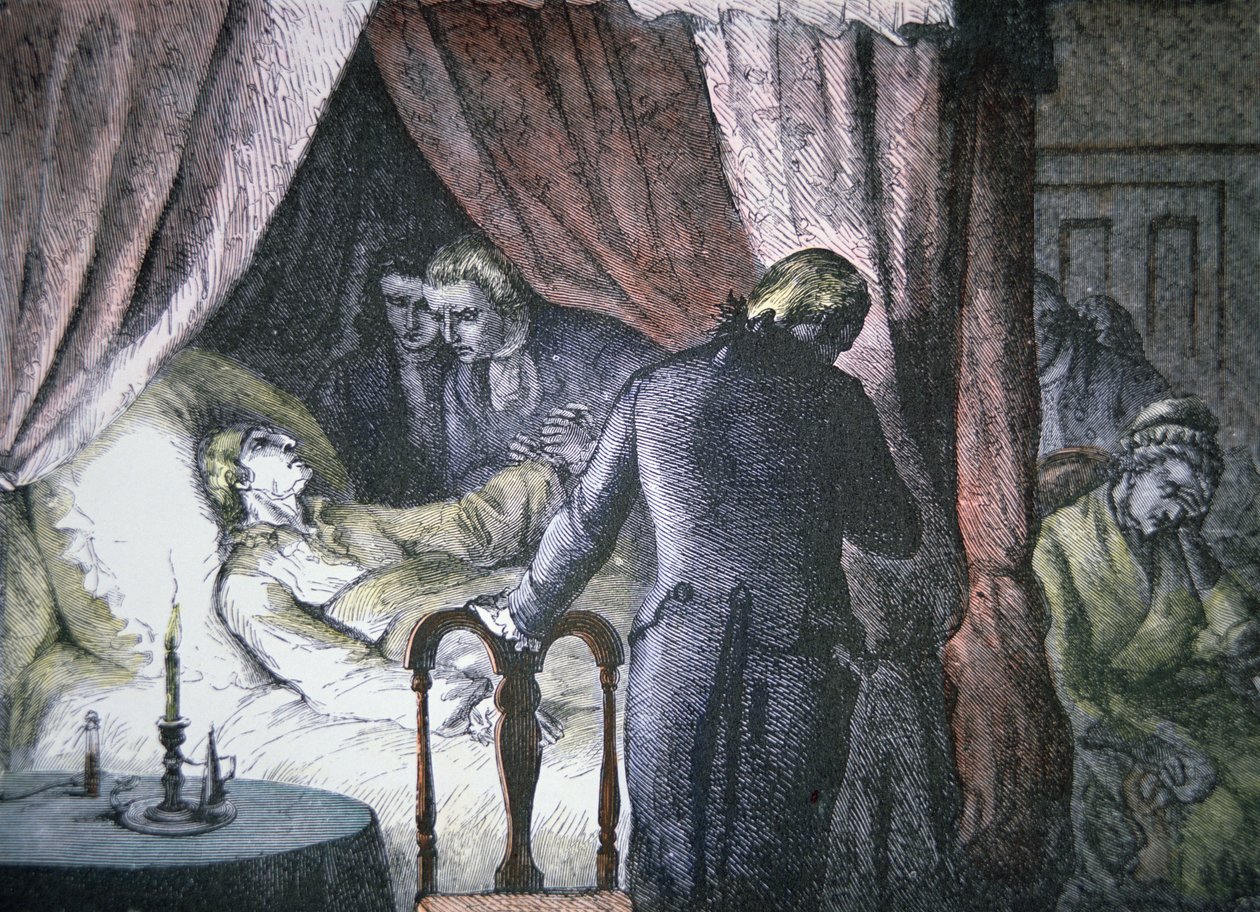 Der Tod von George Washington in Mount Vernon, Virginia von American School