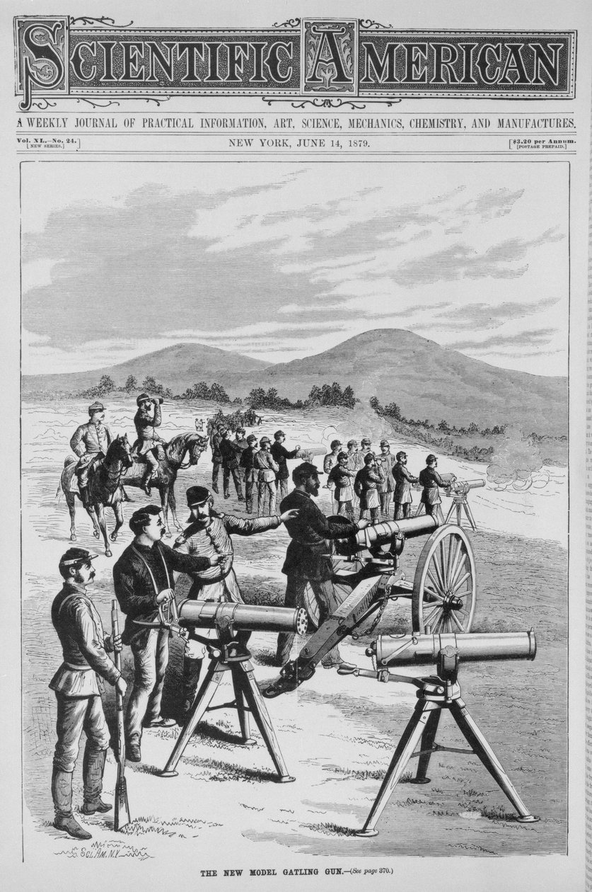 Das neue Modell der Gatling Gun, aus Scientific American, 14. Juni 1879 von American School