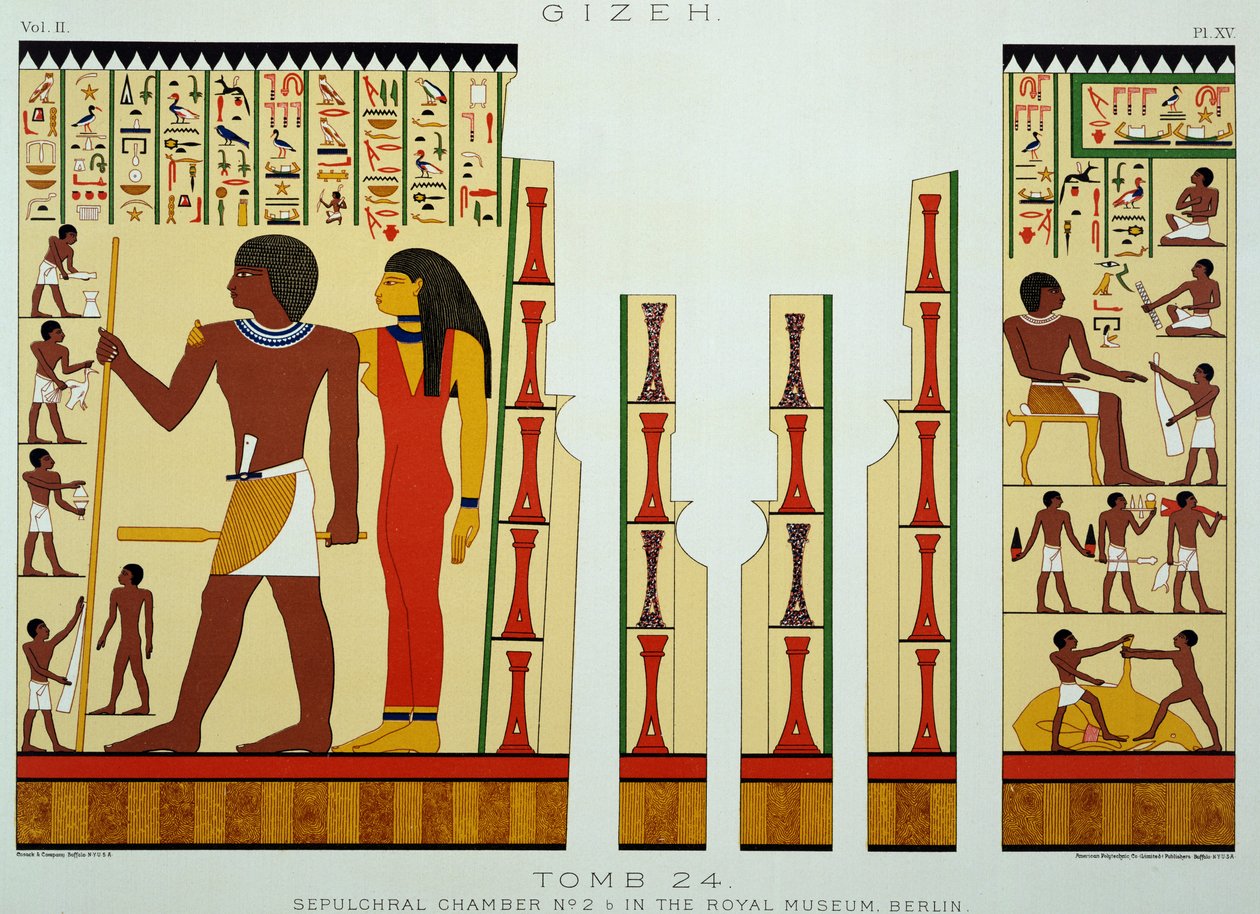 Grab 24, Grabkammer Nr. 2, aus Gizeh, Band II, Tafel XV aus Altes Ägypten von Samuel Augustus Binion, veröffentlicht 1887 von American School