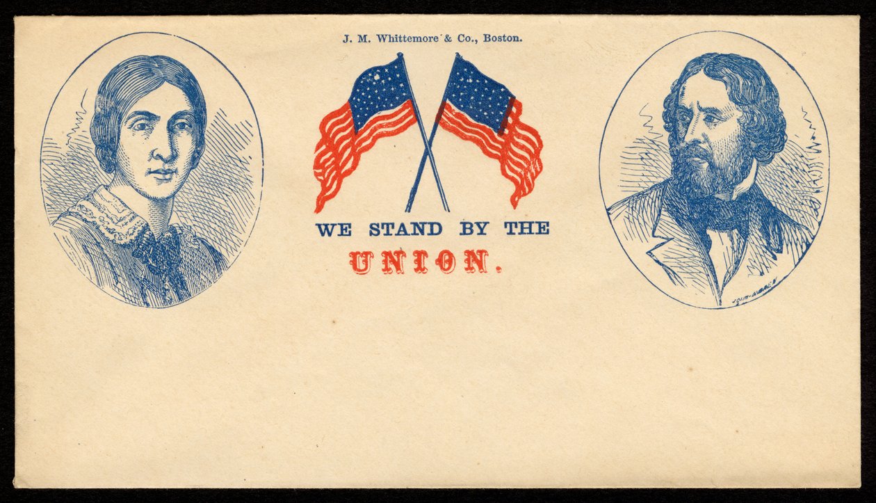 "Wir stehen zur Union" Postkarte, ca. 1861-65 von American School