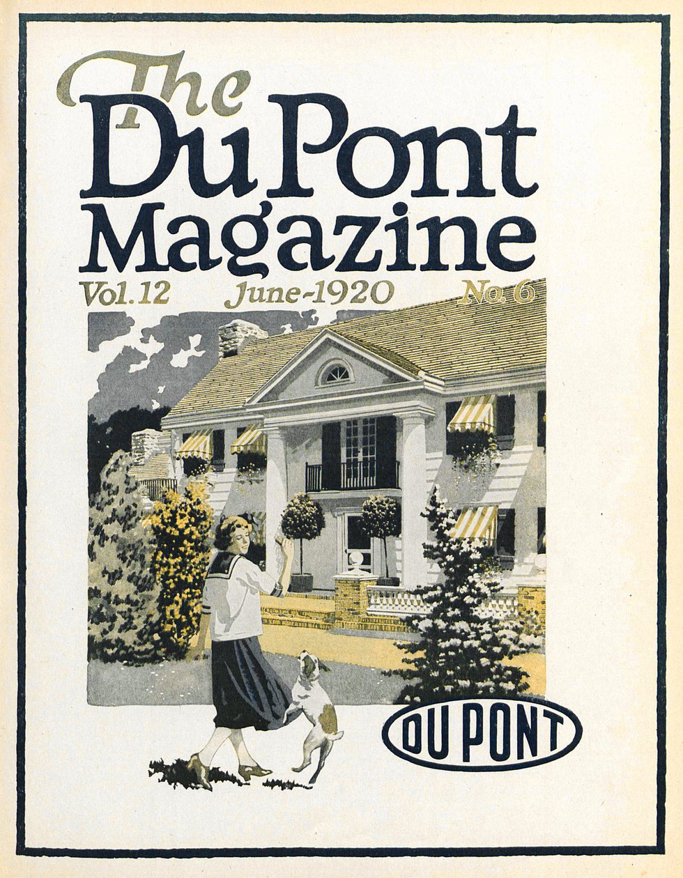 Frau und Hund, Titelseite des DuPont Magazins, Juni 1920 von American School