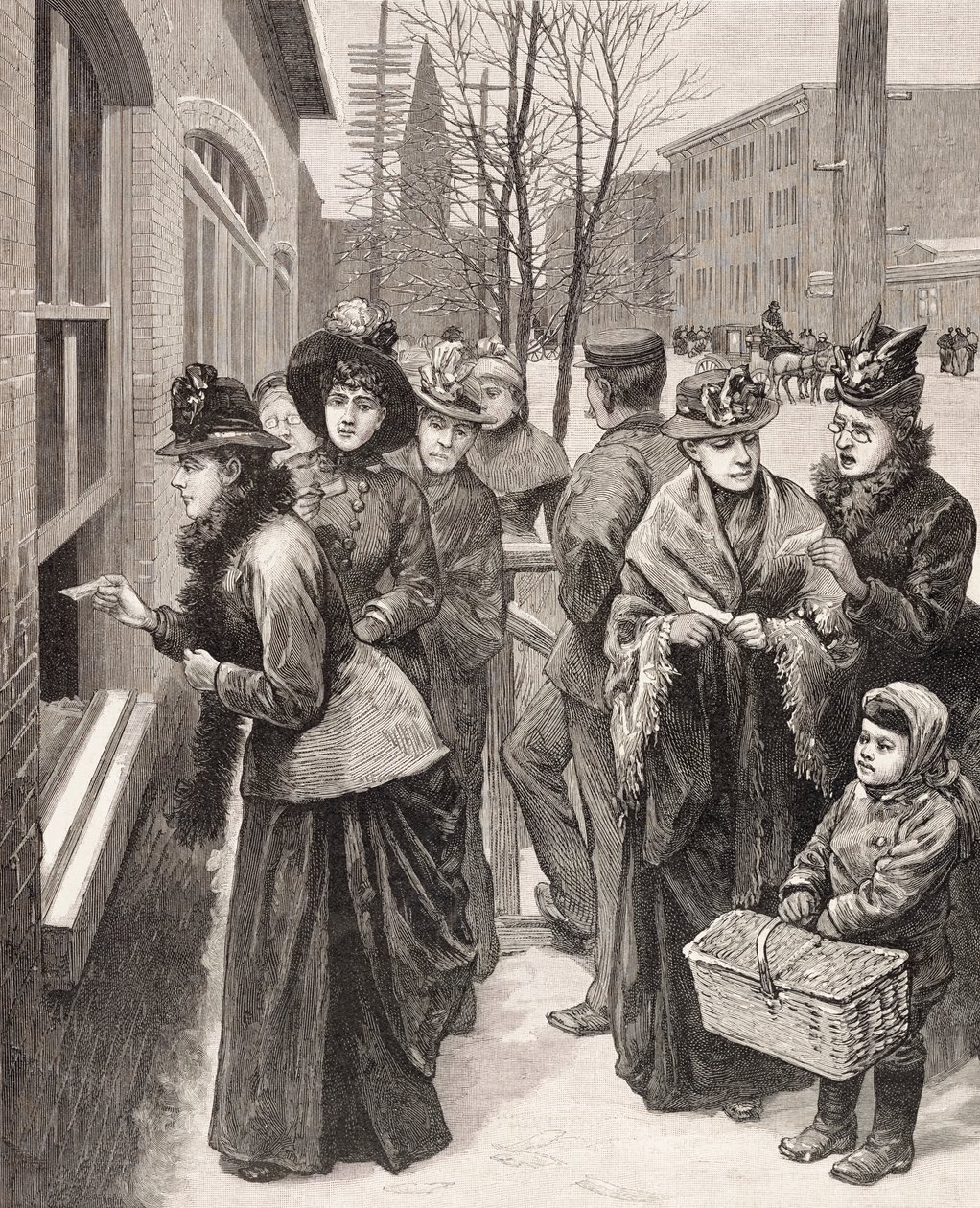 Frauen bei der Stimmabgabe in Cheyenne, Wyoming, USA (Lithografie) von American School