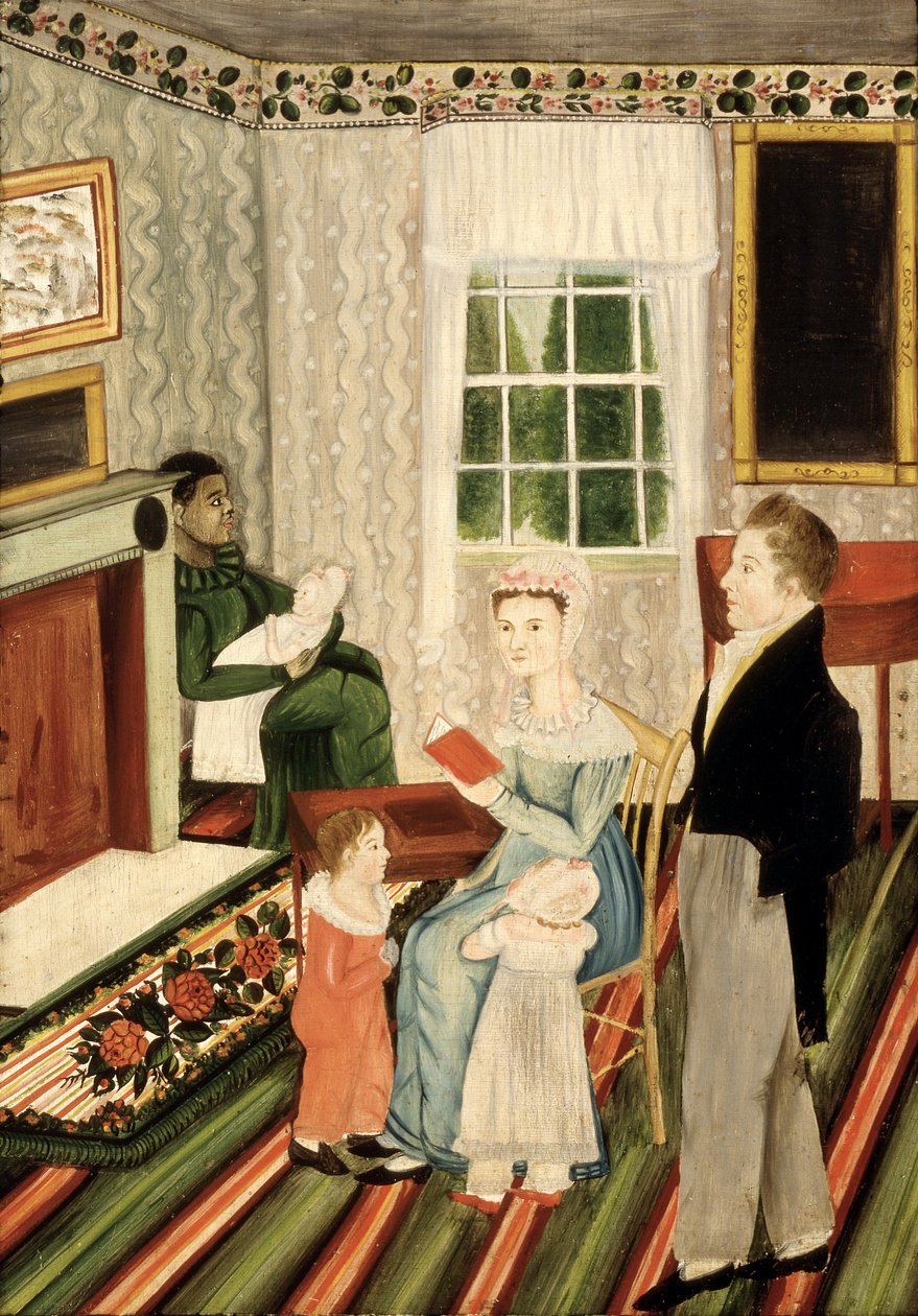 Familie aus York, Pennsylvania mit einem schwarzen Diener, um 1828 von American School
