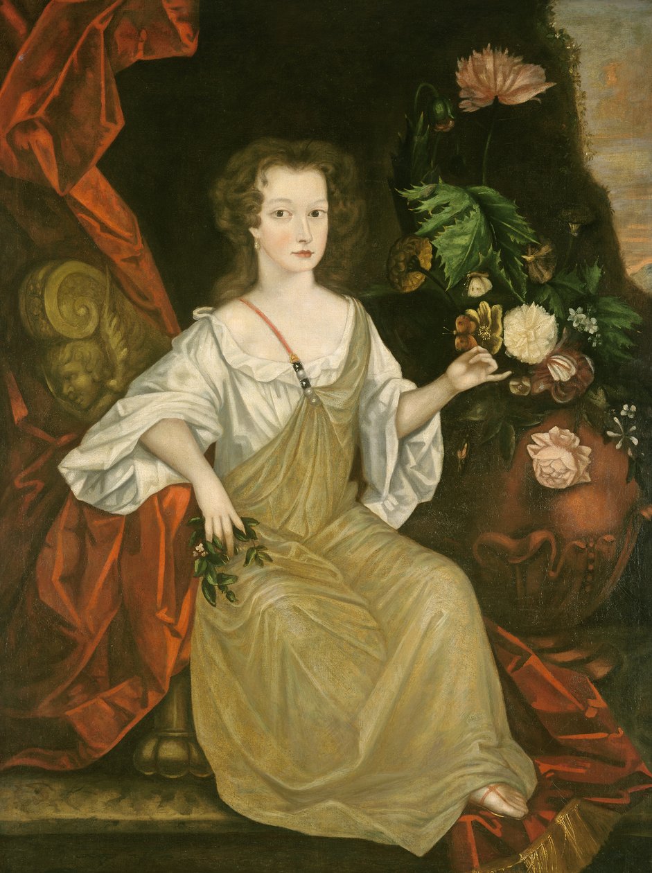 Junge Frau mit einem Schmetterling, ca. 1710 von American School