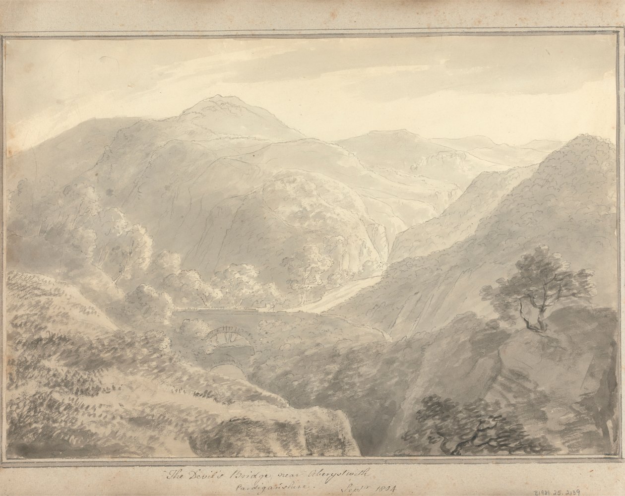 Ansichten in England, Schottland und Wales: Die Teufelsbrücke bei Aberystwith, Cardiganshire, September 1804 von Amos Green