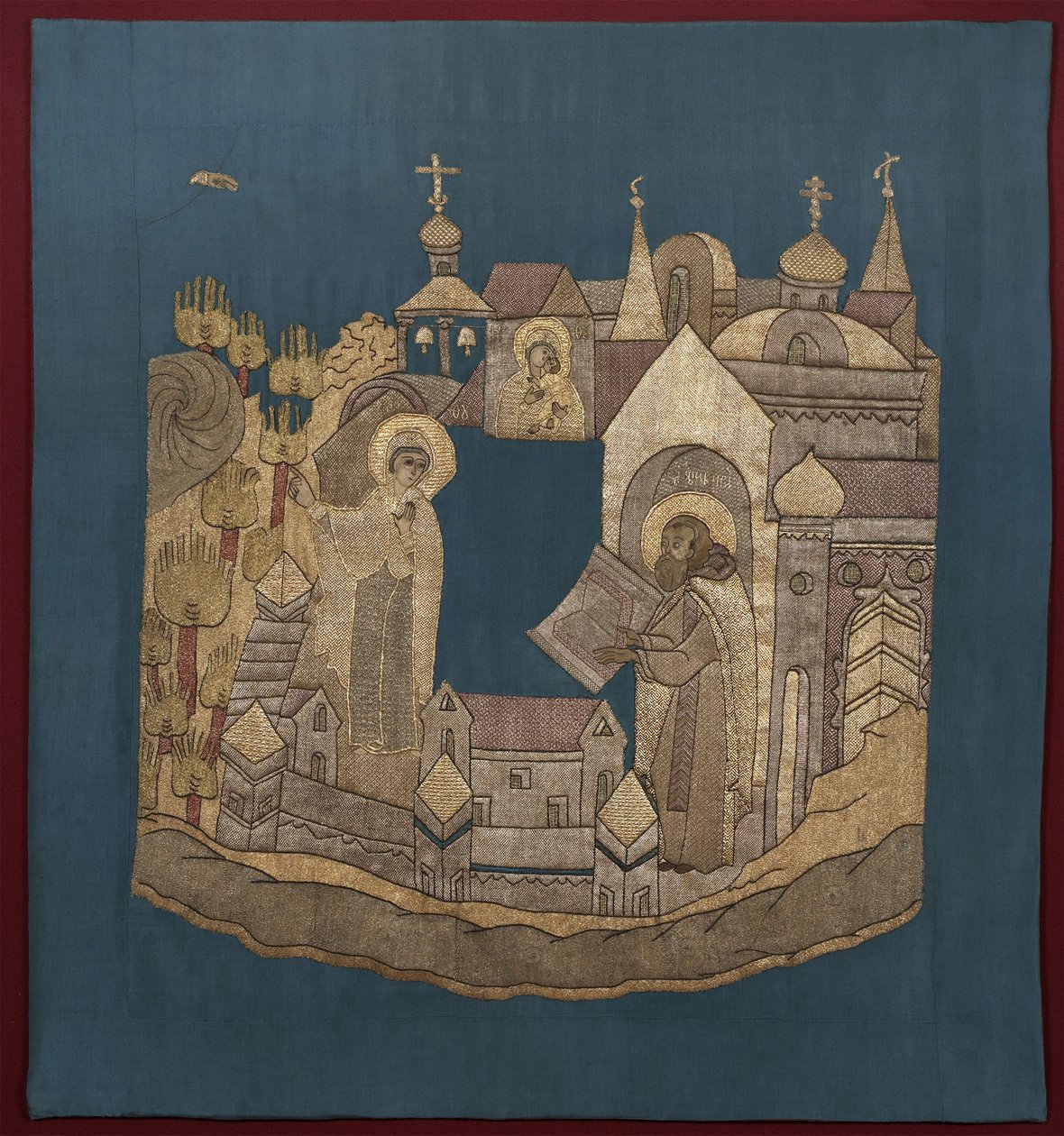 Erscheinung der Gottesmutter an den heiligen Kyrill von Belozersk im Simonov-Kloster Podea, 1620-1635 von Ancient Russian Art