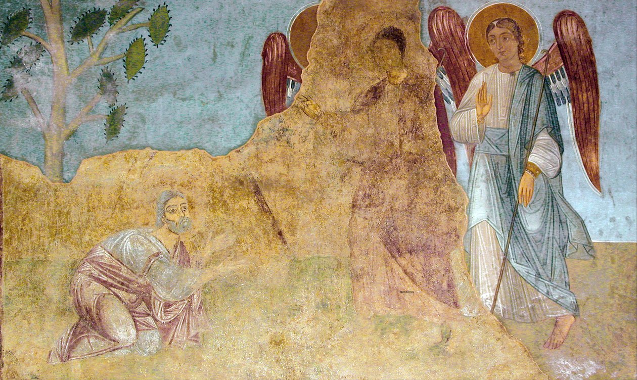Die Gastfreundschaft Abrahams Alttestamentliche Dreifaltigkeit von Ancient Russian frescos