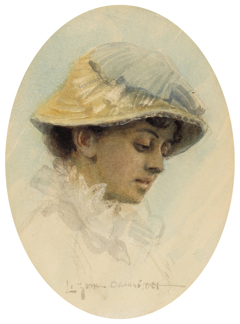 Emma Lamm mit Strohhut von Anders Zorn