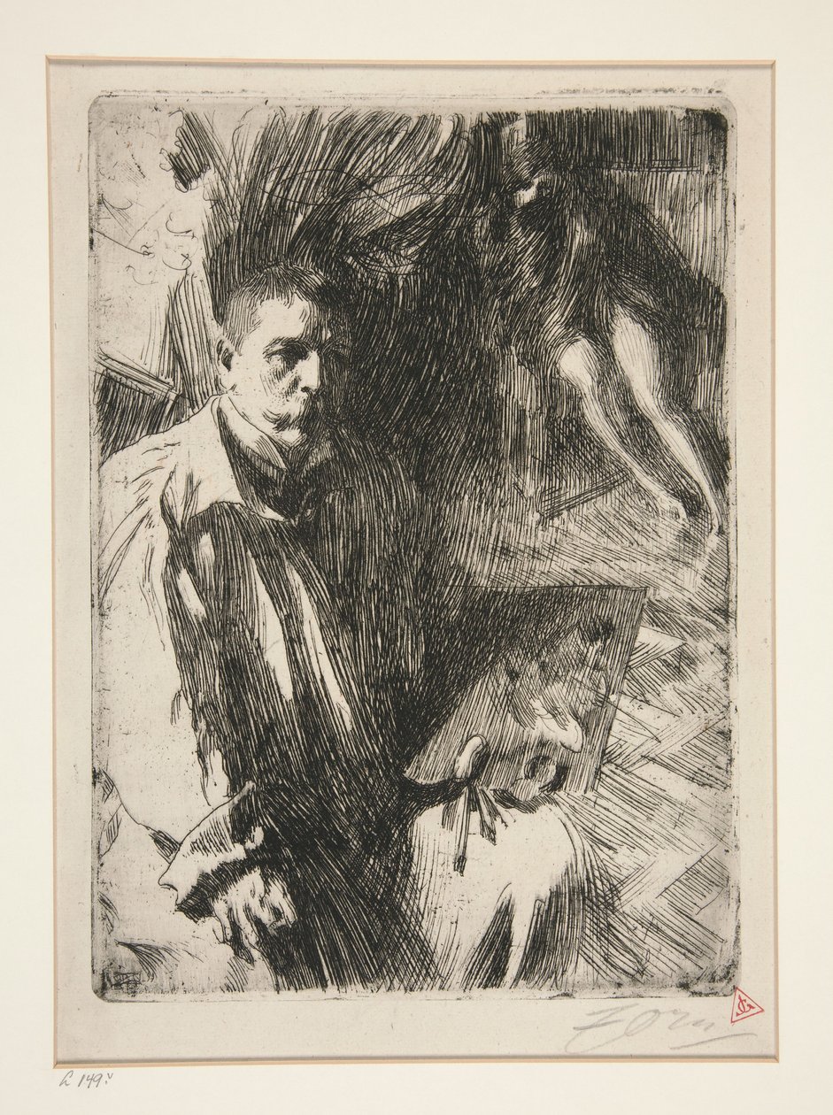 Selbstporträt mit Modell II von Anders Zorn