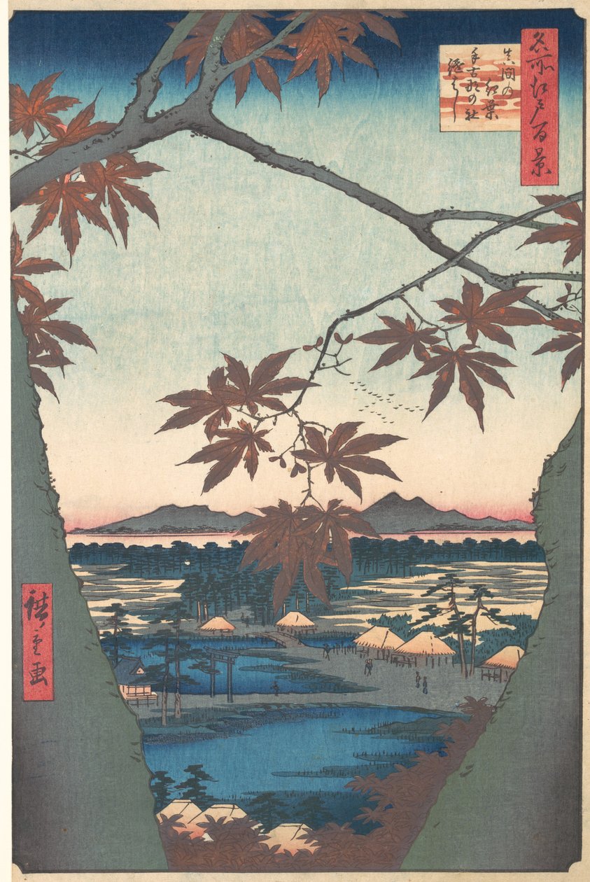Ahornbäume in Mama, aus der Serie Hundert berühmte Ansichten von Edo, ca. 1857 von Ando Hiroshige