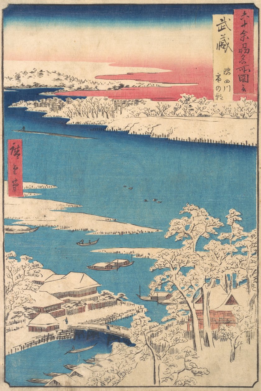 Morgen nach einem Schneefall, der Sumida-Fluss, Provinz Musashi, aus der Serie Ansichten von Ando Hiroshige