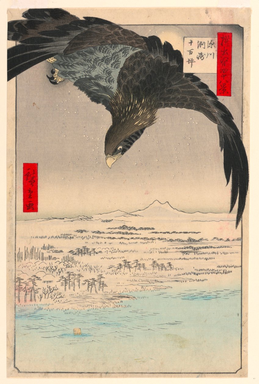 Ebene bei Suzaki Fukagawa (Fukagaw Susaki, Juman-tsubo) aus der Serie Einhundert Ansichten von Edo von Ando Hiroshige