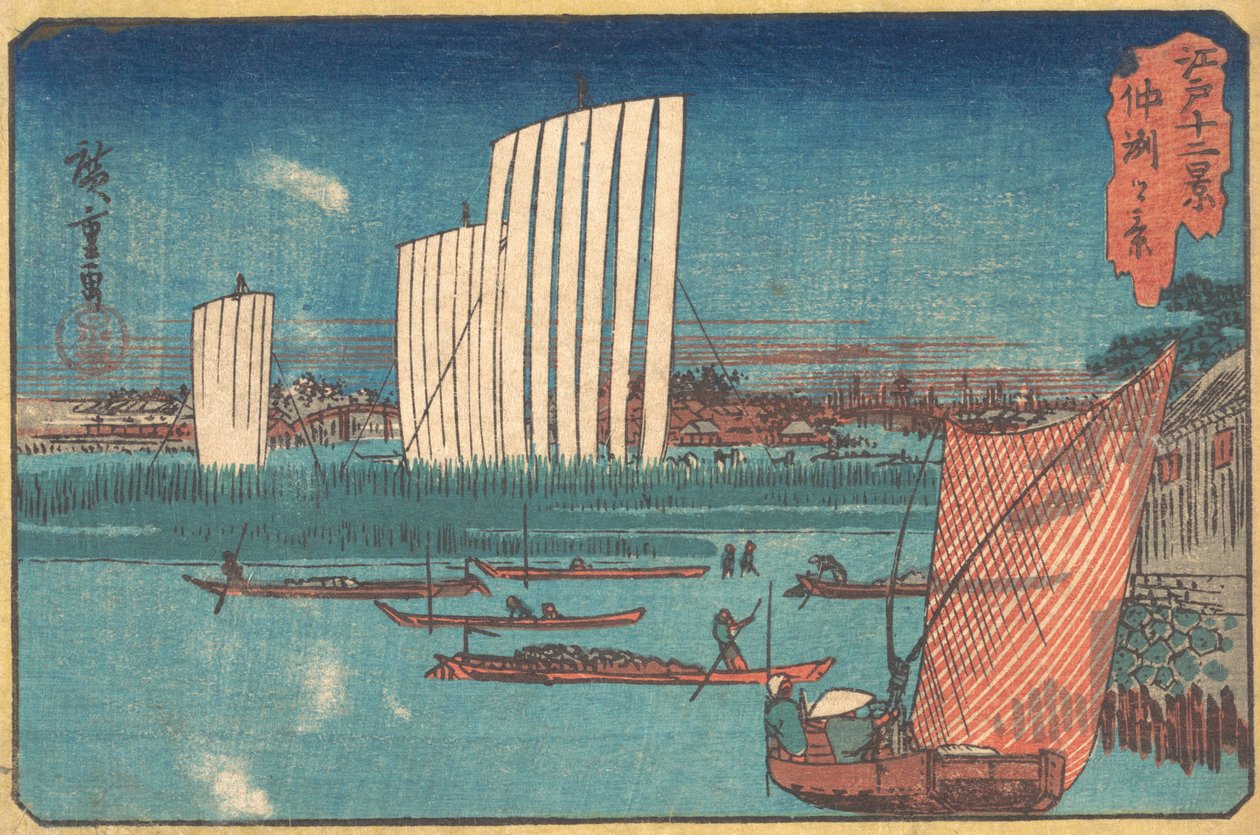 Segelboote, aus der Serie Zwölf Ansichten von Edo von Ando Hiroshige