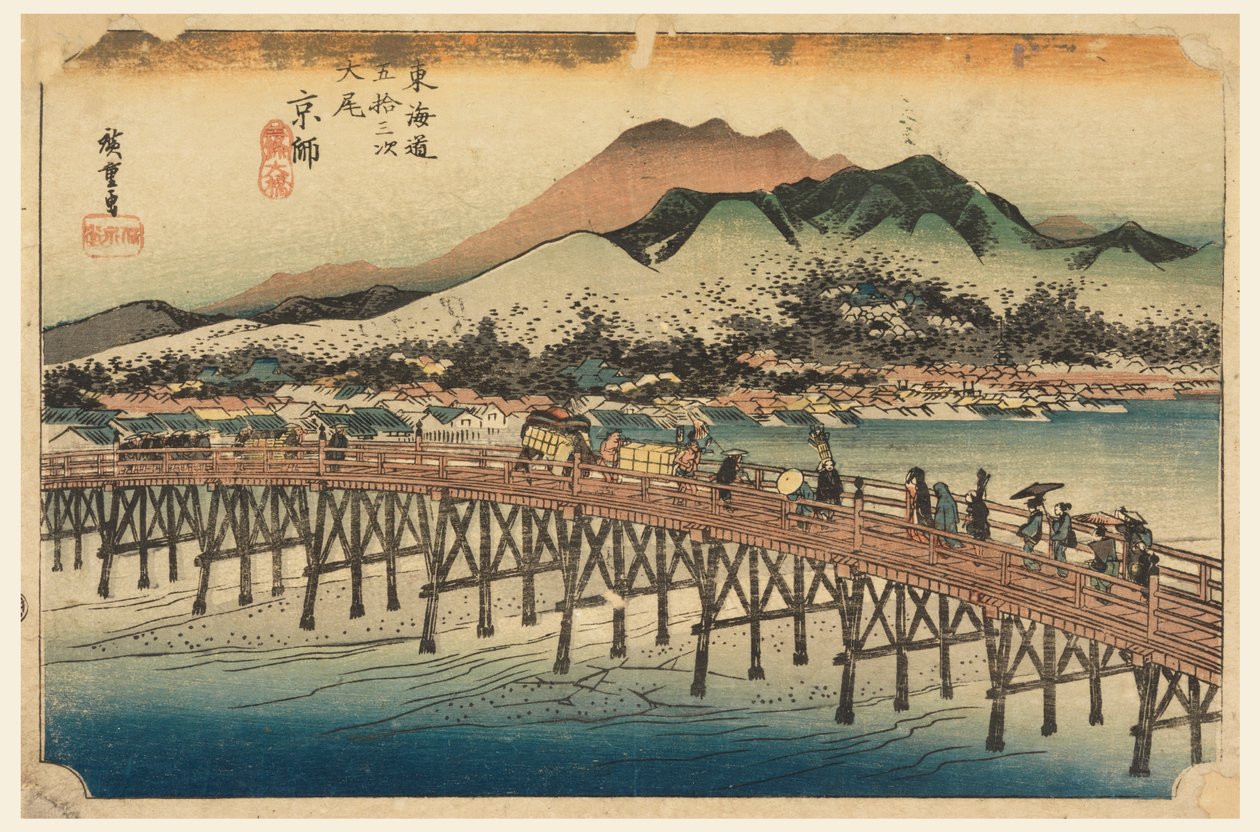 Sanjo-Brücke, Kyoto, in Die dreiundfünfzig Stationen der Tokaido-Straße von Ando Hiroshige