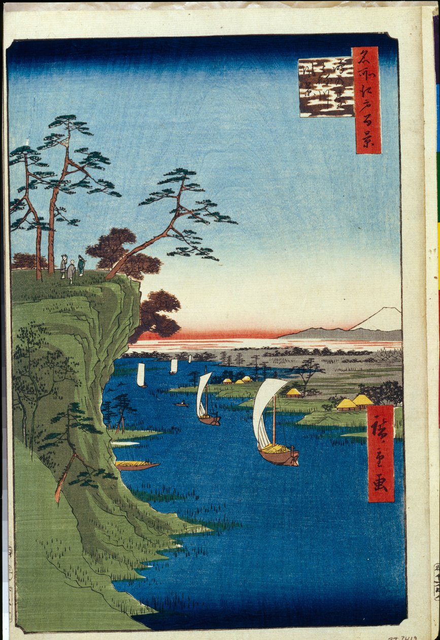 Hundert berühmte Ansichten von Edo: Blick auf Konodai und den Tone-Fluss (1856-1858) von Ando or Utagawa Hiroshige