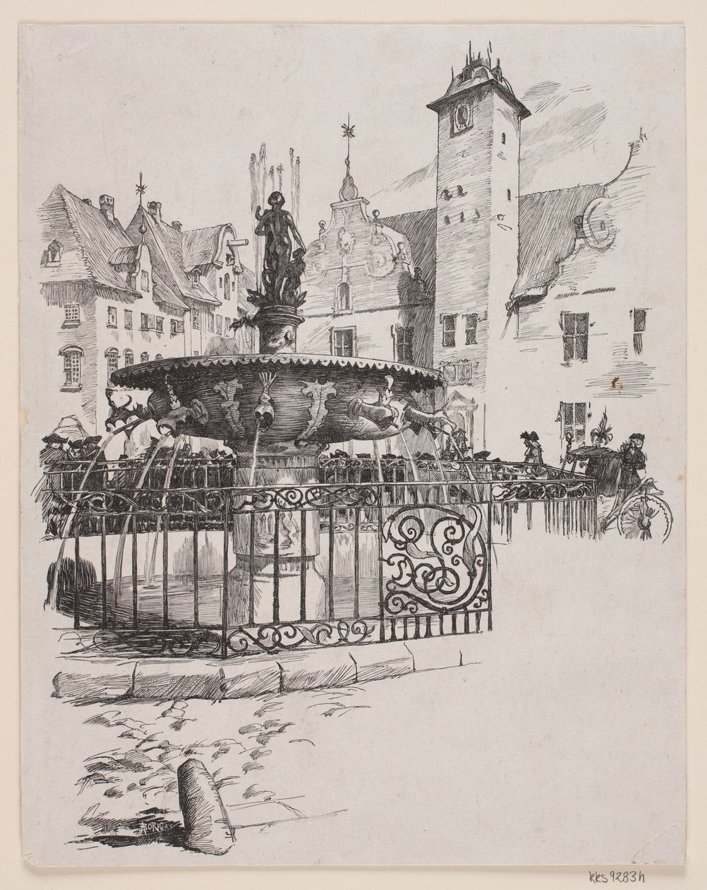 Illustration zu "Den 11. Juni" (Der Brunnen auf dem Alten Platz) von André Bork