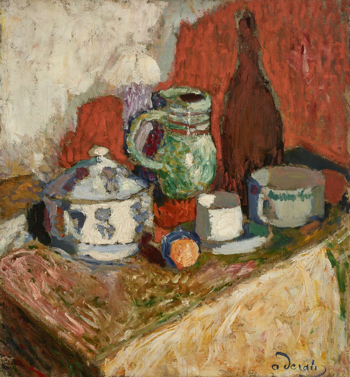 Stillleben mit Suppenschüssel und Flasche von Andre Derain