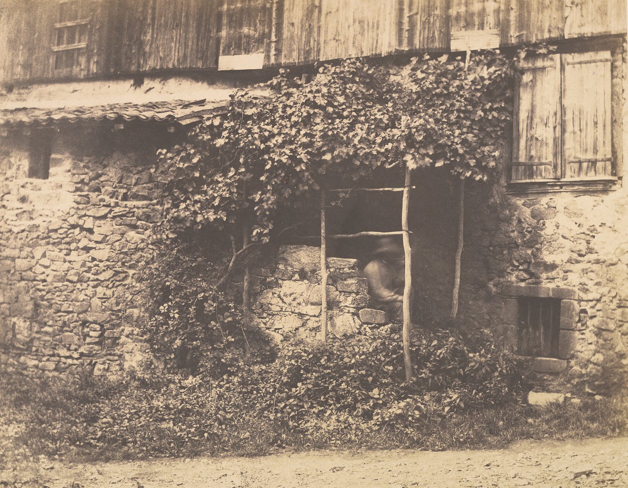 [Rustikales Gebäude mit Mann unter Laube], ca. 1853 von André Giroux