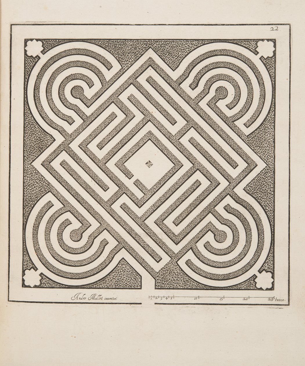 Entwurf für Parterre, aus Theatre des Plans et Jardinages, veröffentlicht 1652 von André Mollet