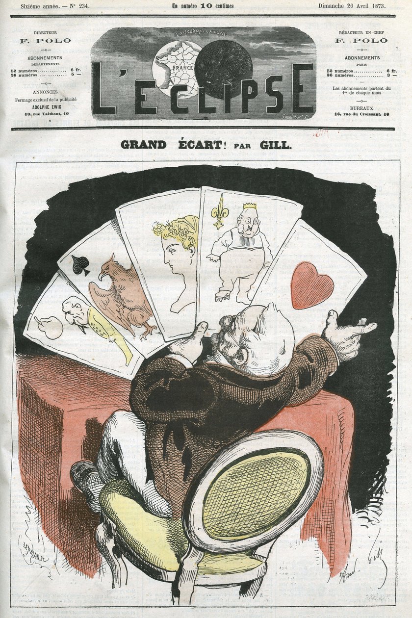 Große Verbreitung! , Karikatur über die Regierung von Präsident Adolphe Thiers (1797-1877) von Andre Gill