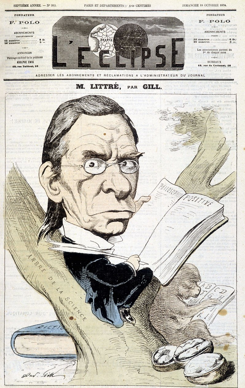 Karikaturporträt von Littré von Gill. Titelblatt von „L