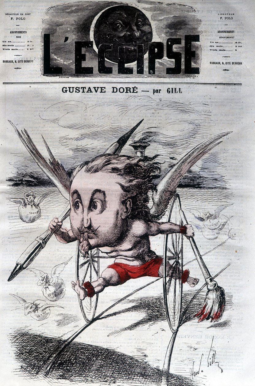 Gustave Doré. Französischer Zeichner und Maler (1832 bis 1883). Karikatur von DeGill. Die Sonnenfinsternis. von Andre Gill