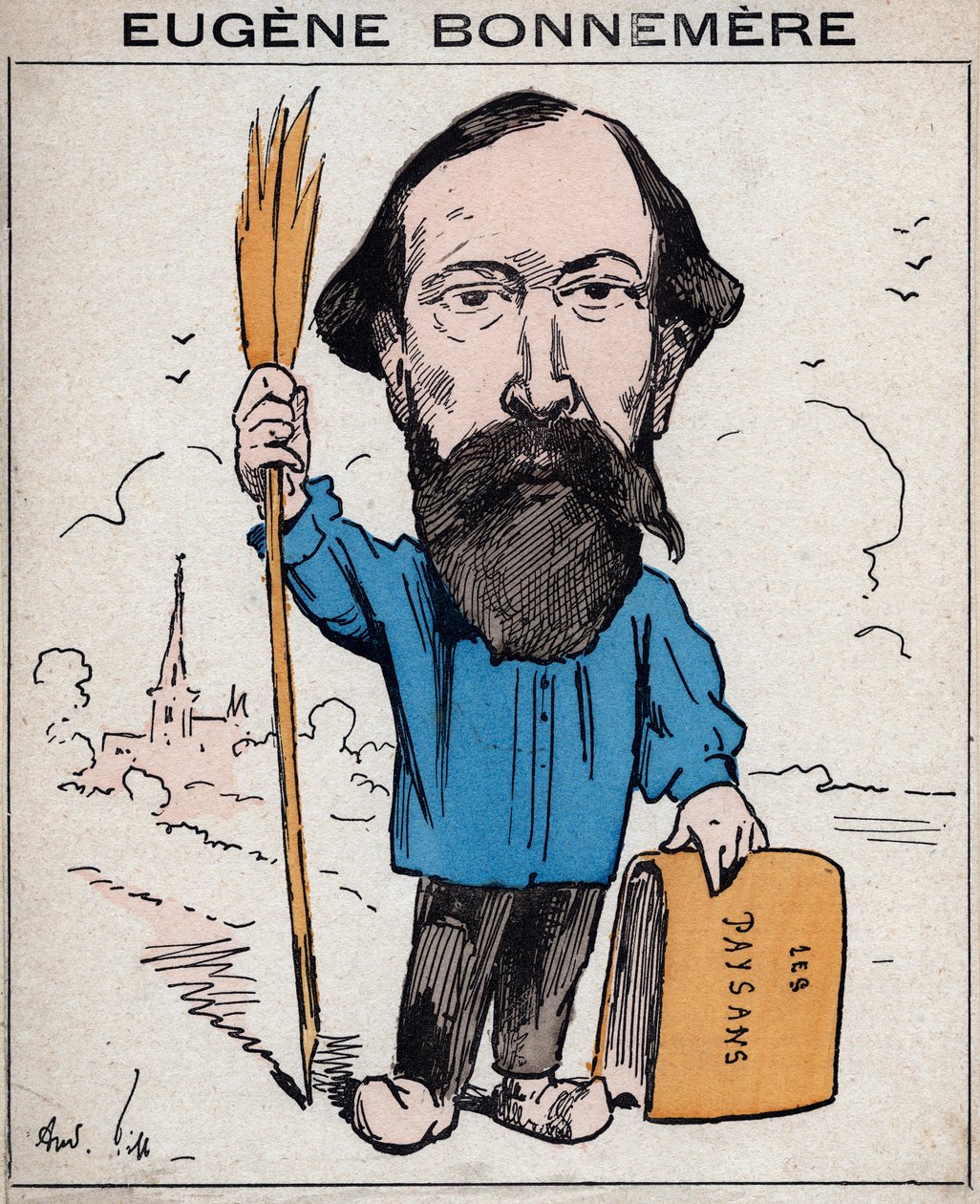 Joseph Eugene Bonnemere (1813-1893) französischer Historiker und Schriftsteller - Karikatur von Andre Gill in „Les Hommes d