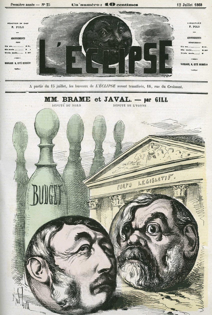 Jules Louis Joseph Brame (1808-1878) französischer Politiker und Louis Emile Javal (1839-1907), französischer Politiker. Titelblatt in „L