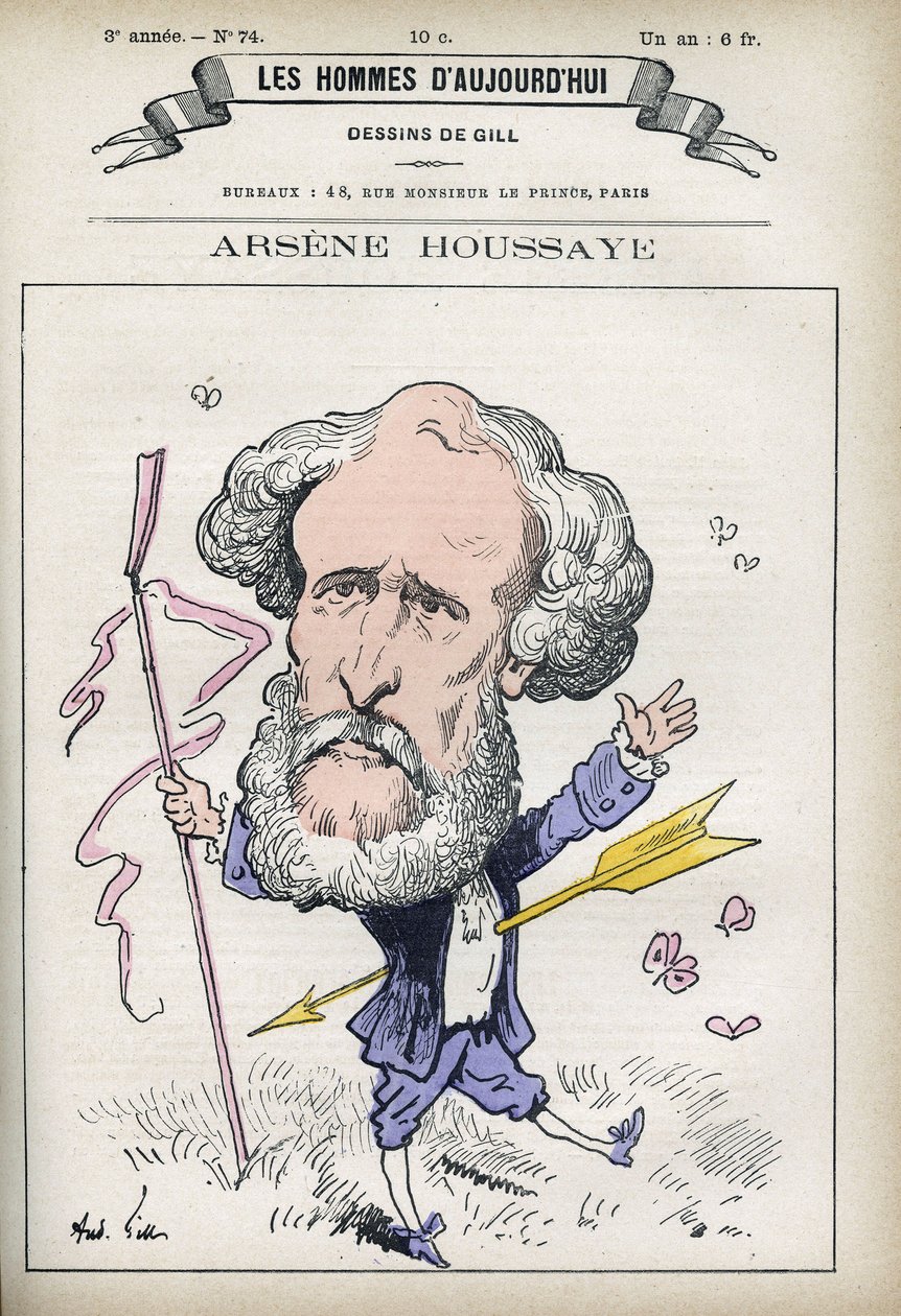 Porträt von Arsene Houssaye (1815-1896), französischer Schriftsteller. Karikatur von Gill, Paris von Andre Gill