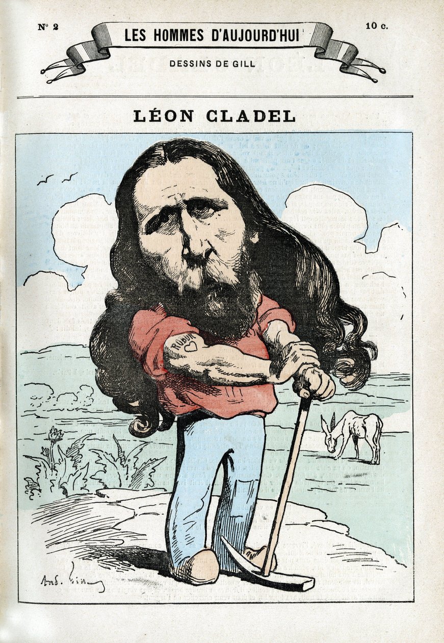 Porträt von Leon Cladel (1835-1892), französischer Schriftsteller. Karikatur von Gill, Paris von Andre Gill
