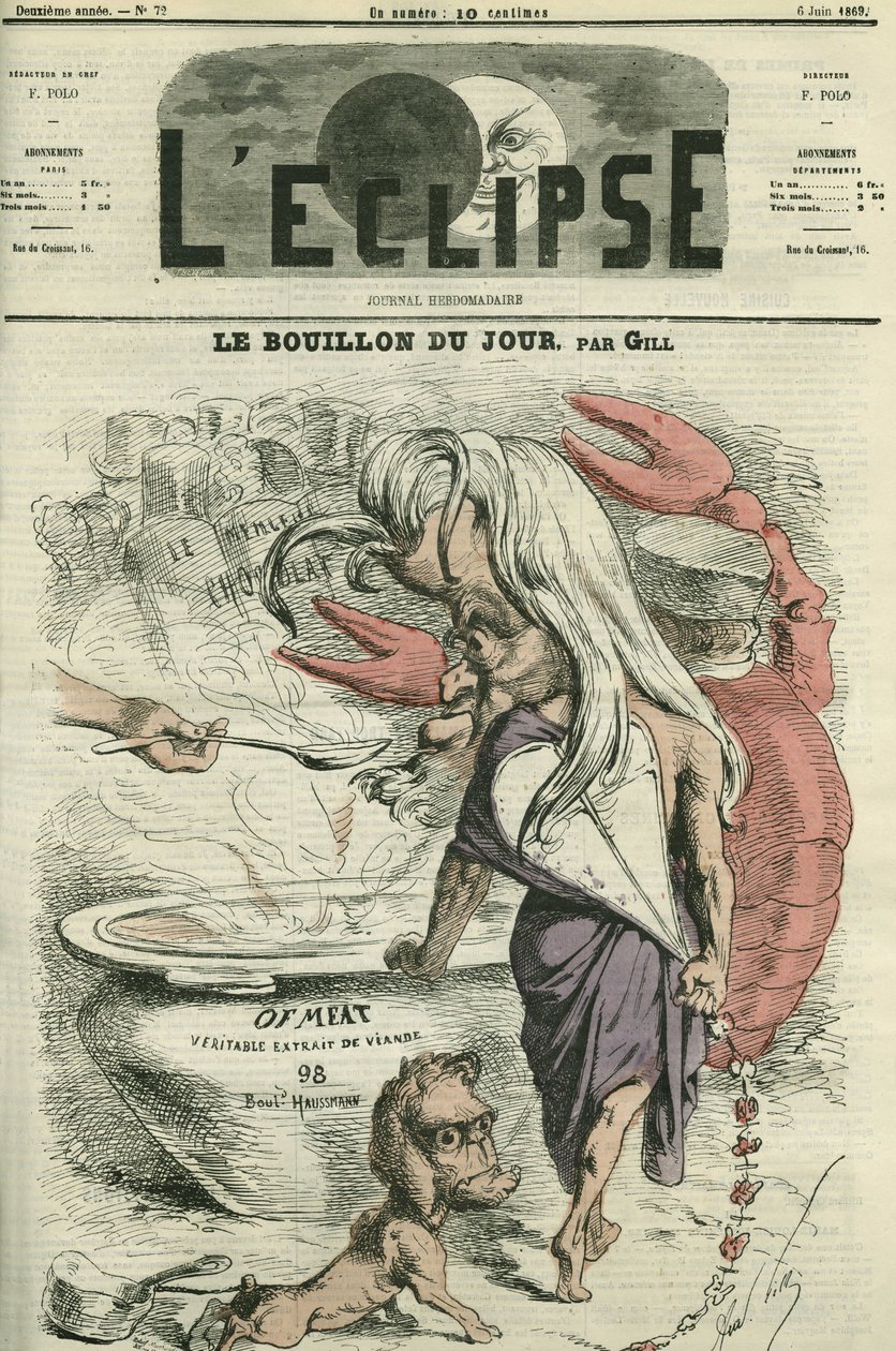 Die Brühe des Tages, Illustration für „von-Fleisch“, Fleischextrakt. Titelblatt in „L