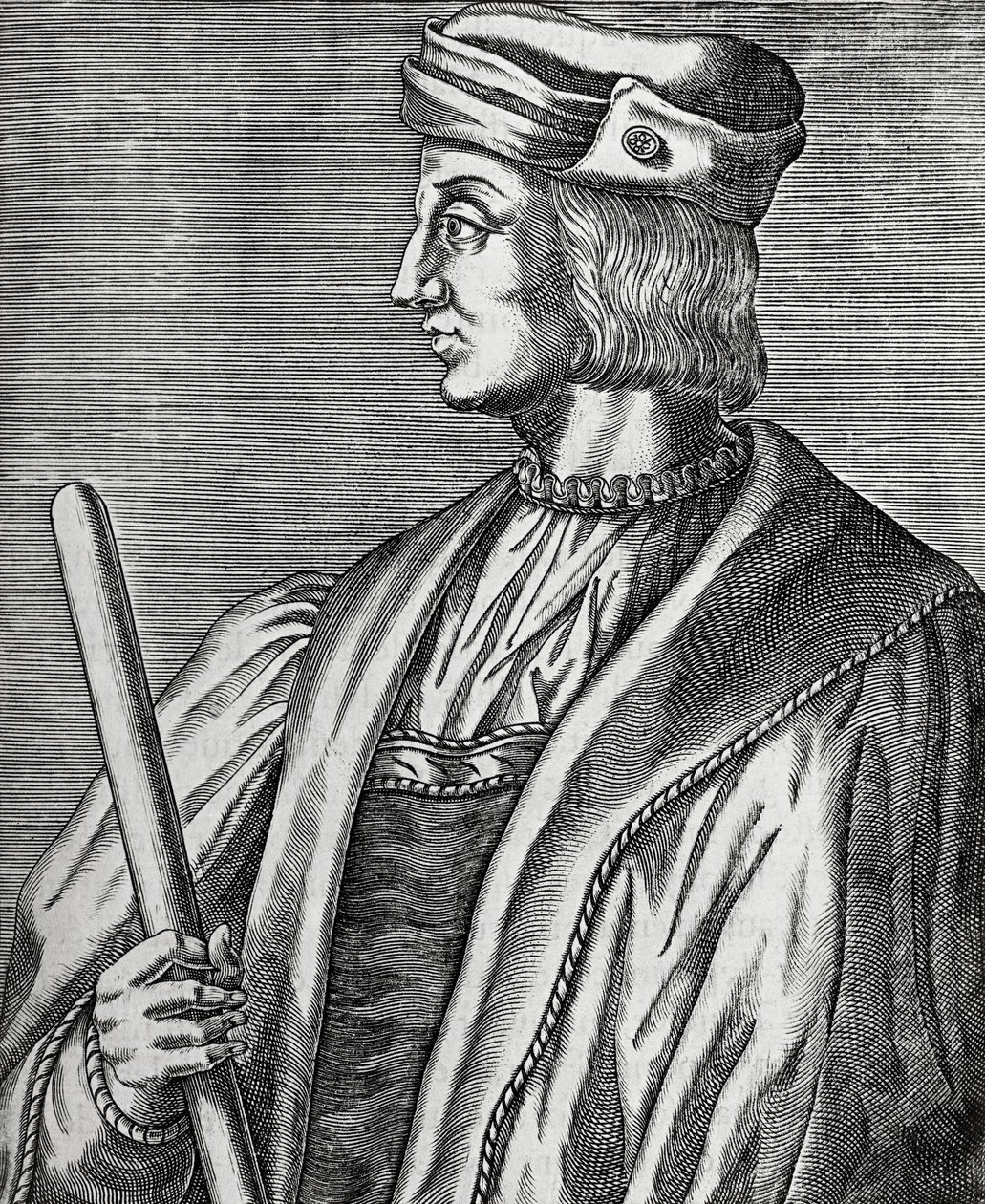 Porträt von Gaston de Foix, Herzog von Nemours (1489-1516), Gravur aus Les Vrais pourtraits et Vies des Hommes illustres von Andre Thevet