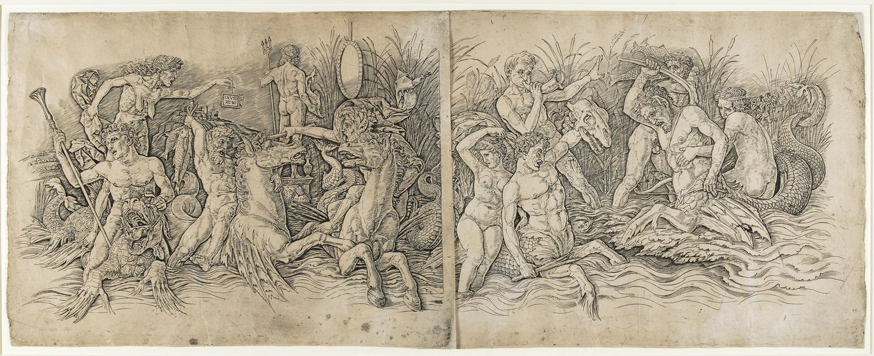 Schlacht der Meeresgötter, 1470er von Andrea Mantegna