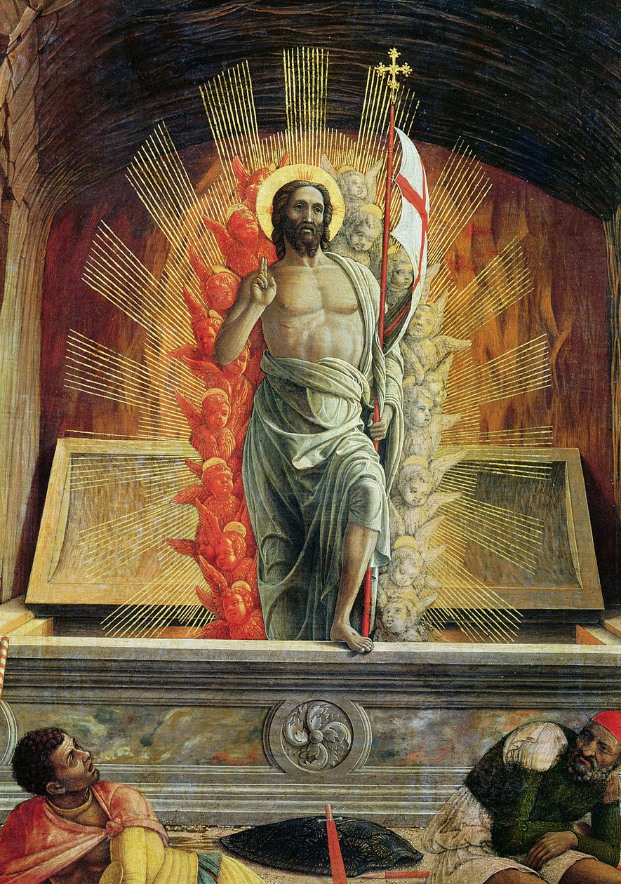 Die Auferstehung, rechte Predella-Tafel vom Altarbild des Hl. Zeno von Verona, 1456-60 (Detail) von Andrea Mantegna