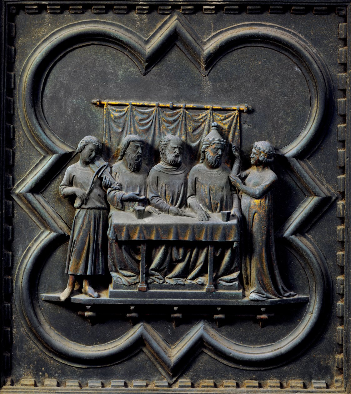 Der Tanz der Salome, fünfzehntes Panel der Südtüren des Baptisteriums von San Giovanni, 1336 von Andrea Pisano