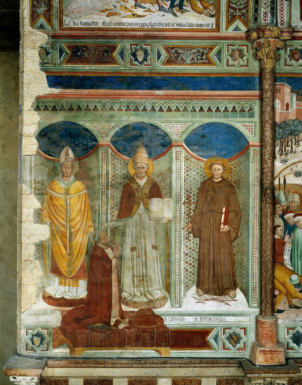 St. Sabinus, Kardinal Egidio Albornoz kniend, St. Clemens und St. Franziskus, Szenen aus dem Leben der Heiligen Katharina von Alexandria, ca. 1368 von Andrea de Bartoli