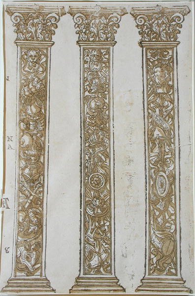 Architektonische Motive, die eine Grenze zur Prozession von Caesar bilden, von Andrea Andreani von Andrea (after) Mantegna