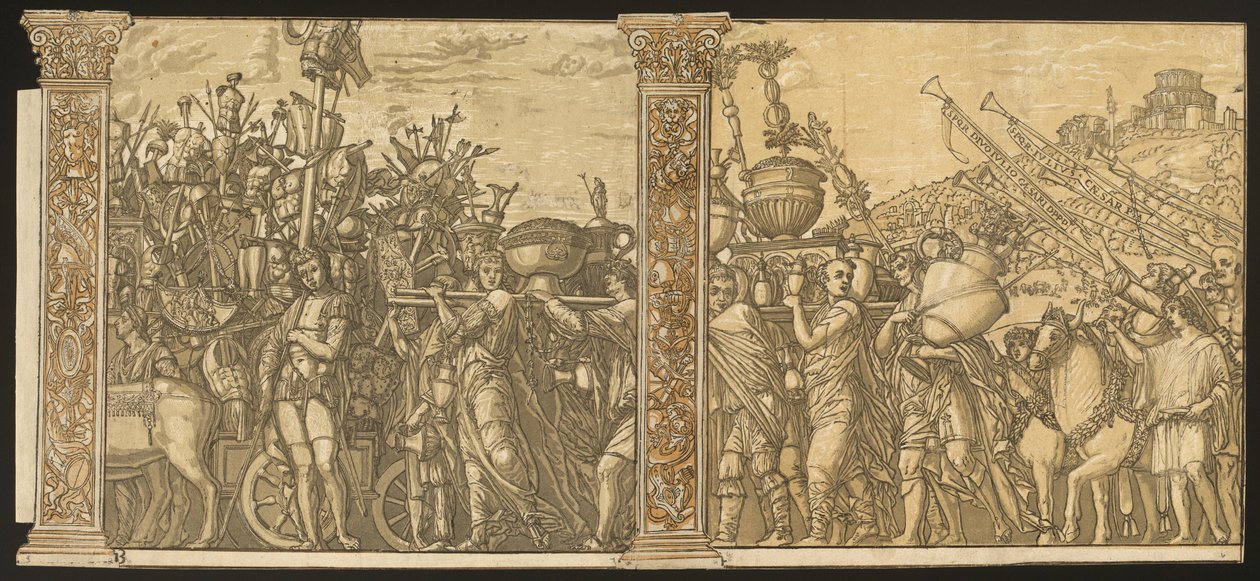 Der Triumph von Julius Caesar (Nr. 3 und 4 plus 2 Säulen) von Andrea Andreani