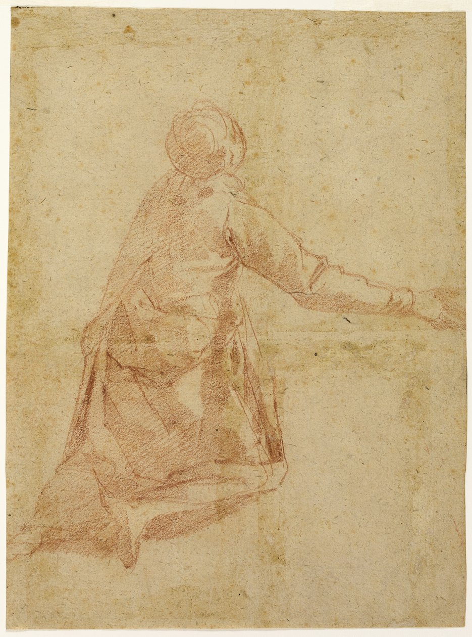Kniende Figur von hinten (recto); Drei Halbfigurenstudien einer verschleierten weiblichen Figur (verso) von Andrea Boscoli