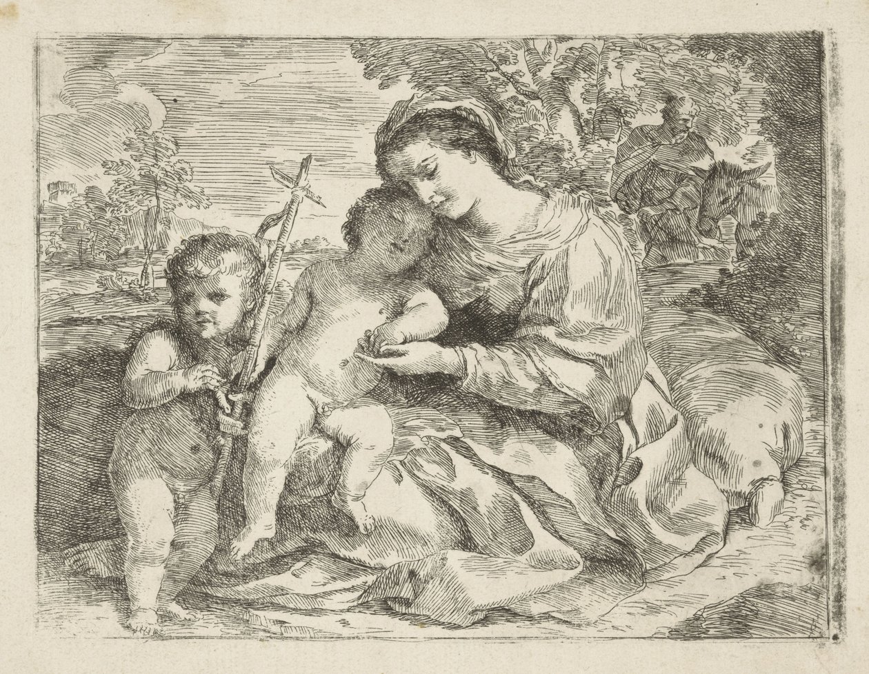 Heilige Familie mit dem jungen Johannes dem Täufer von Andrea Camassei