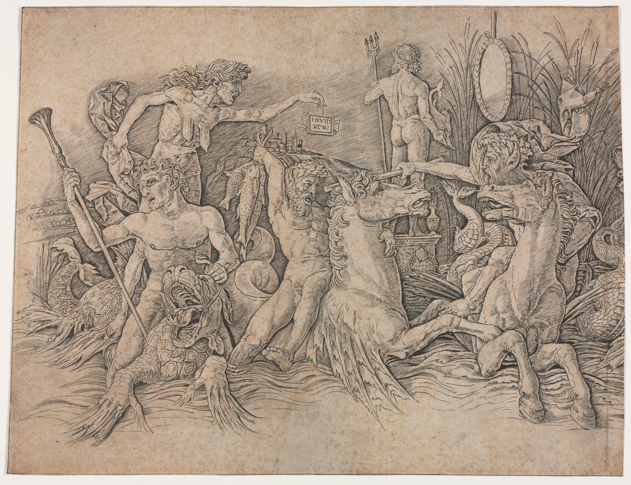 Schlacht der Meeresgötter - linker Teil von Andrea Mantegna